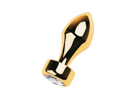 Korek analny złoty TOYFA Metal z białym kryształkiem 9,5 cm - 2