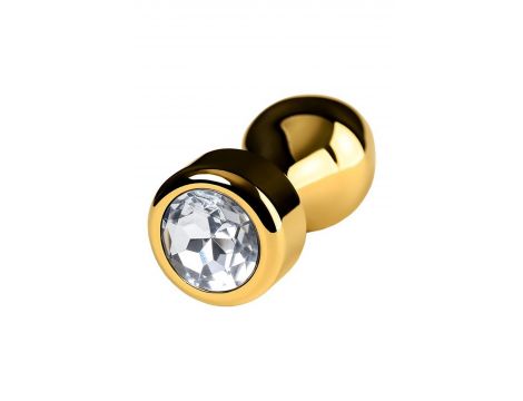 Korek analny złoty TOYFA Metal z białym kryształkiem 9,5 cm - 5