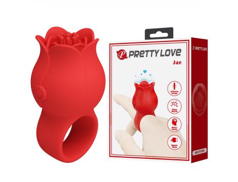 Pierścień wibrujący na palec JAE Pretty Love 10 trybów różany silikonowy - 3