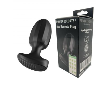 Korek analny wibrujący Power Escorts silikonowy czarny z aplikacją USB - 2