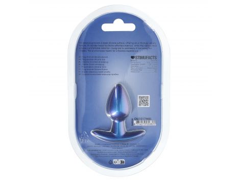 Korek analny silikonowy Ouch! metaliczny niebieski 6,5 cm - 3
