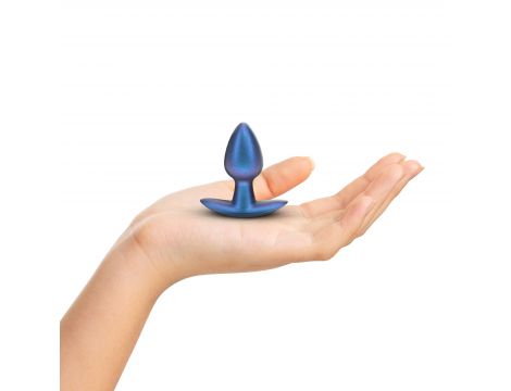 Korek analny silikonowy Ouch! metaliczny niebieski 6,5 cm - 4