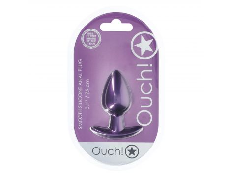 Silikonowy korek analny Ouch! medium metaliczny fiolet 7,9 cm - 2
