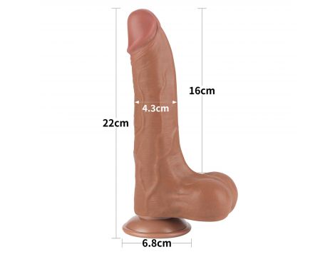 Dildo z przesuwającą się skórą Lovetoy brązowe 8.5 cala - 2