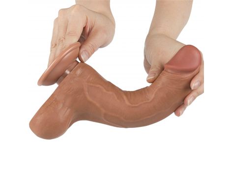 Dildo z przesuwającą się skórą Lovetoy brązowe 8.5 cala - 5