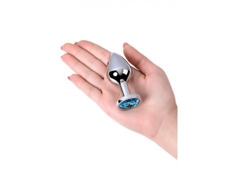 Srebrny korek analny z turkusowym kamieniem Metal by TOYFA 8cm - 6