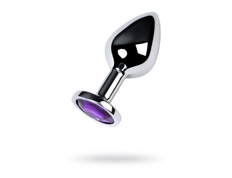 Srebrny korek analny TOYFA Metal z ametystowym kamieniem 8cm