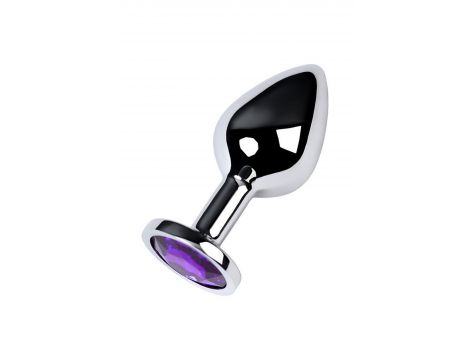 Srebrny korek analny TOYFA Metal z ametystowym kamieniem 8cm - 2