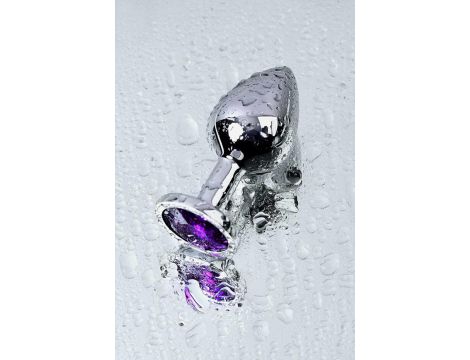 Srebrny korek analny TOYFA Metal z ametystowym kamieniem 8cm - 10