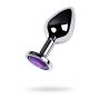 Srebrny korek analny TOYFA Metal z ametystowym kamieniem 8cm - 2