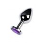 Srebrny korek analny TOYFA Metal z ametystowym kamieniem 8cm - 3