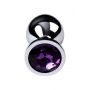 Srebrny korek analny TOYFA Metal z ametystowym kamieniem 8cm - 6
