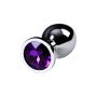 Srebrny korek analny TOYFA Metal z ametystowym kamieniem 8cm - 7