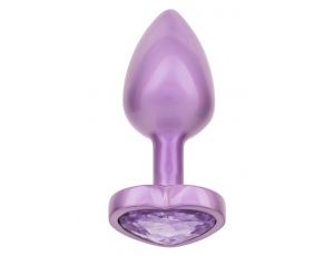 Mały korek analny z kryształowym sercem Calexotics fioletowy 6cm