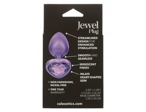Mały korek analny z kryształowym sercem Calexotics fioletowy 6cm - 3
