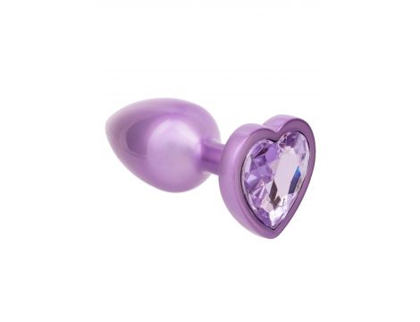 Mały korek analny z kryształowym sercem Calexotics fioletowy 6cm - 6