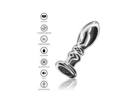 Korek analny wibrujący ToyJoy srebrny stal nierdzewna USB - 4
