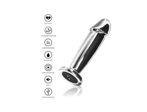 Wibrujący korek analny stal nierdzewny ToyJoy srebrny 11.8 cm USB - 4