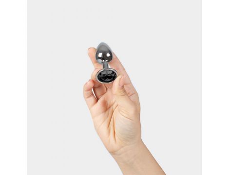 Korek analny metalowy Secret Play z kryształem czarny 7 cm - 2