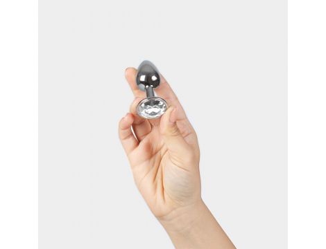 Korek analny aluminiowy Secret Play z kryształkiem Clear Crystal - 2