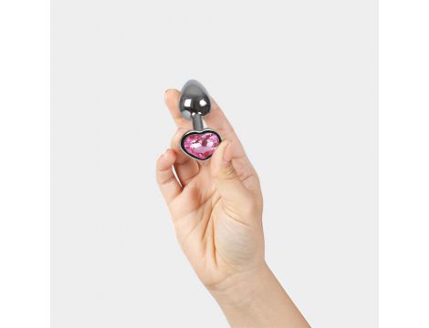 PINK HEART METAL BUTT PLUG S - 3