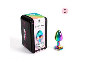 Tęczowy metalowy korek analny Secret Play 7 cm