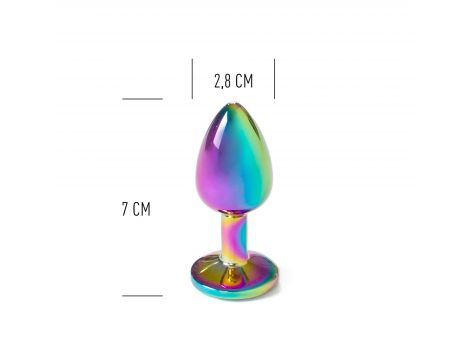 Tęczowy metalowy korek analny Secret Play 7 cm - 4