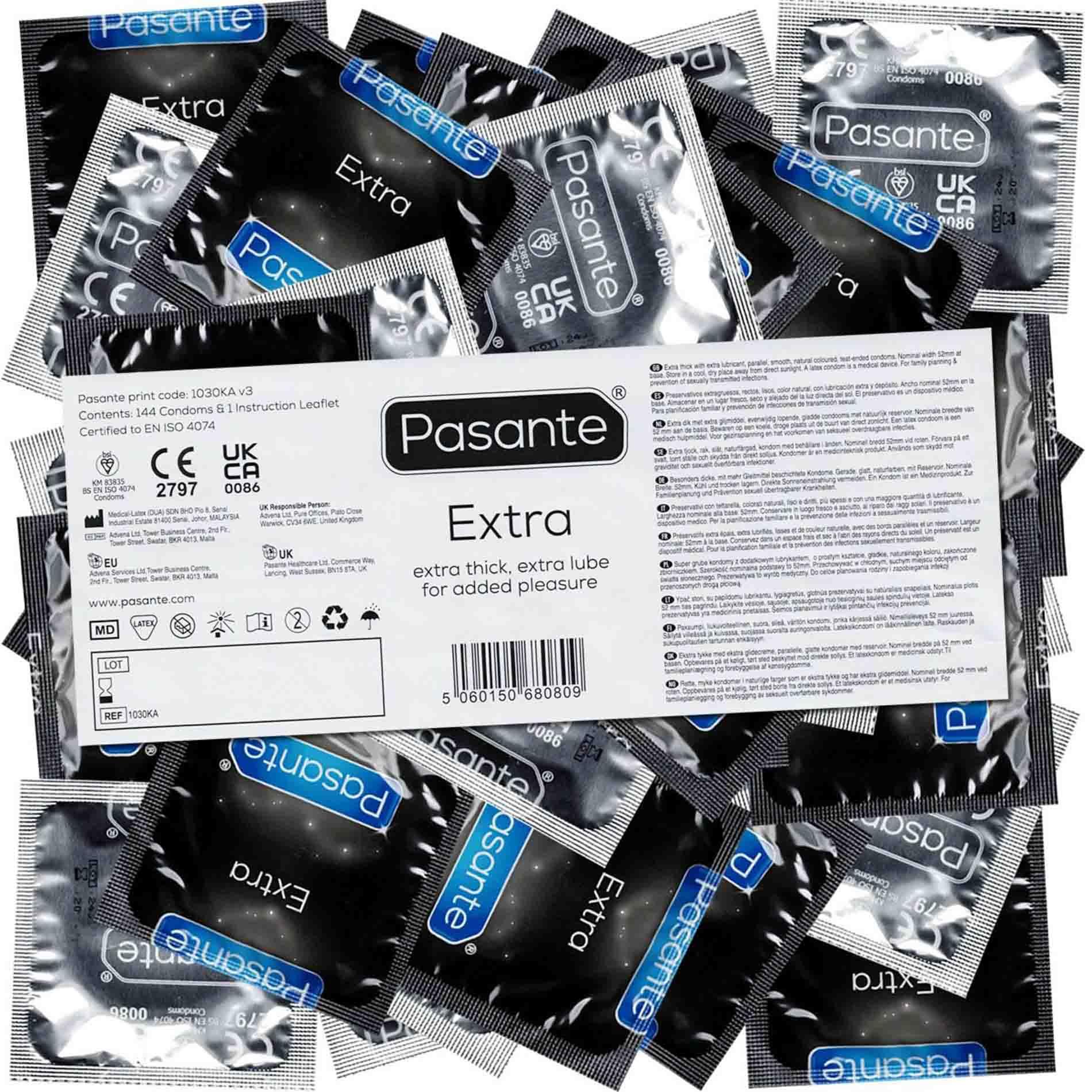 Pasante Extra Condoms Bulk Packs 144 Psc