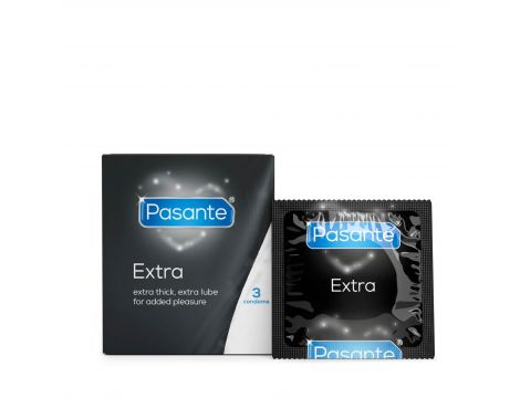 Prezerwatywy Pasante Extra grubsze nawilżane 3 szt