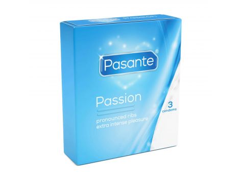Prezerwatywy prążkowane Pasante Ribbed Passion 3 szt 19 cm