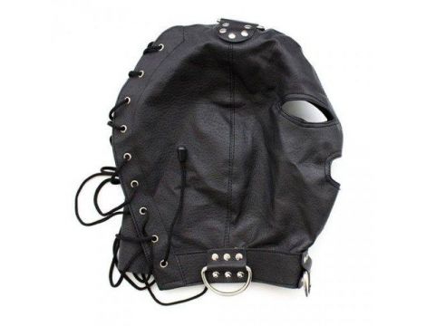 Maska bondage skórzana z kołnierzem Toyz4lovers czarna - 3
