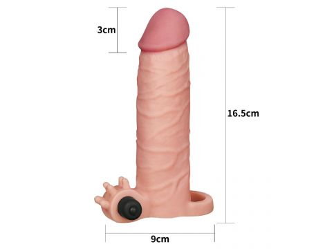 Add 2"" Pleasure X Tender Vibrating Penis Sleeve Flesh - 3