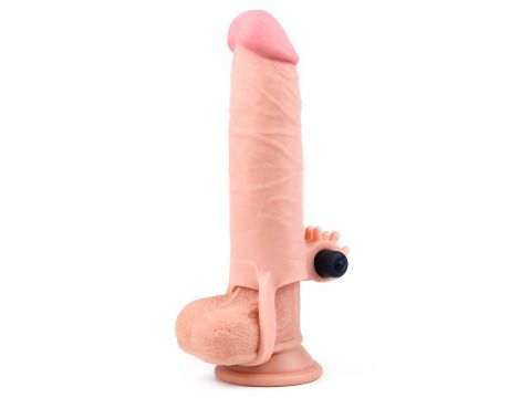 Add 2"" Pleasure X Tender Vibrating Penis Sleeve Flesh - 4