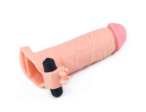 Add 2"" Pleasure X Tender Vibrating Penis Sleeve Flesh - 2