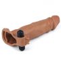 Add 2"" Pleasure X Tender Vibrating Penis Sleeve Brown - 5