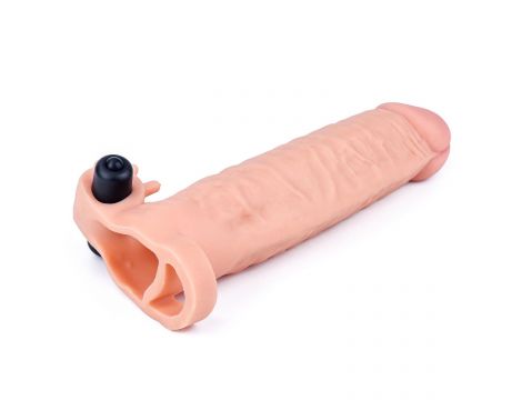 Add 2"" Pleasure X Tender Vibrating Penis Sleeve Flesh - 2