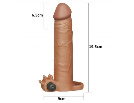 Add 3" Pleasure X Tender Vibrating Penis Sleeve Brown - 5
