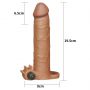 Add 3" Pleasure X Tender Vibrating Penis Sleeve Brown - 6