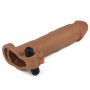 Add 3" Pleasure X Tender Vibrating Penis Sleeve Brown - 3