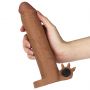 Add 3" Pleasure X Tender Vibrating Penis Sleeve Brown - 4