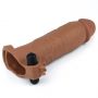 Add 3" Pleasure X Tender Vibrating Penis Sleeve Brown - 3