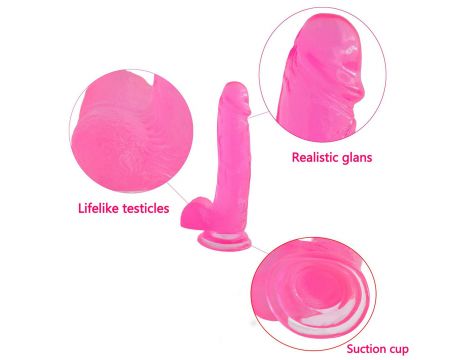 8"" Jelly Studs Crystal Dildo Large Pink - 3