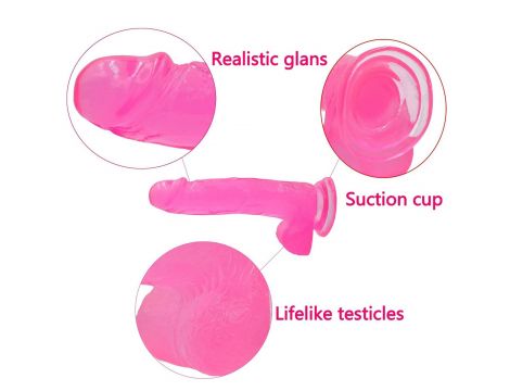 8"" Jelly Studs Crystal Dildo Large Pink - 5