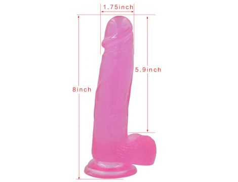 8"" Jelly Studs Crystal Dildo Large Pink - 7