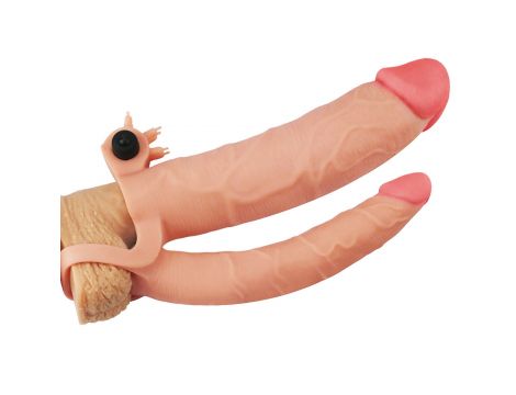 Add 3"" Pleasure X Tender Vibrating Double Penis Sleeve - 4