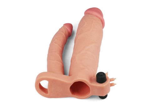 Add 3"" Pleasure X Tender Vibrating Double Penis Sleeve - 5