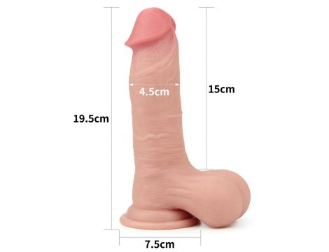7.8'' Sliding Skin Dual Layer Dong - Whole Testicle - 3