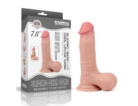 7.8'' Sliding Skin Dual Layer Dong - Whole Testicle - 8
