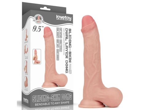 9.5'' Sliding Skin Dual Layer Dong - Whole Testicle - 8