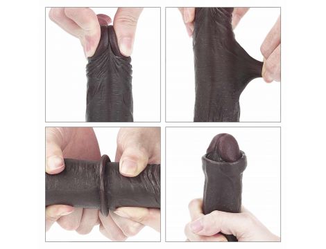 7'' Sliding Skin Dual Layer Dong - Black - 14